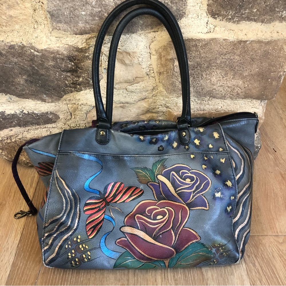 Anuschka Hand Painted Rose Safari bag price firm!